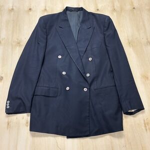 Corneliani Blazer Mens 46 Blue Double Breasted Suit Jacket Made In Italy